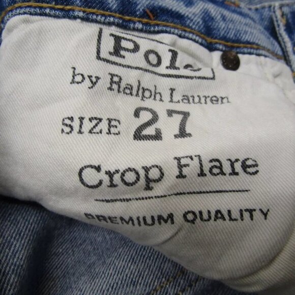 NEW POLO RALPH LAUREN Womens Crop Flare Distressed Jeans Size 27 Dossi Blue - Picture 9 of 16